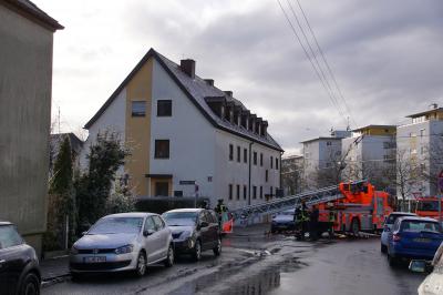 Stuttgart Degerloch: Umstuerzender Baum reisst Stromleitung ab.